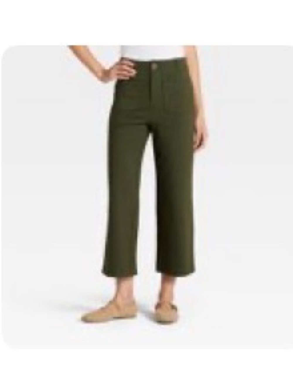 a new day Olive High-Rise Cropped Wide-Leg Pants